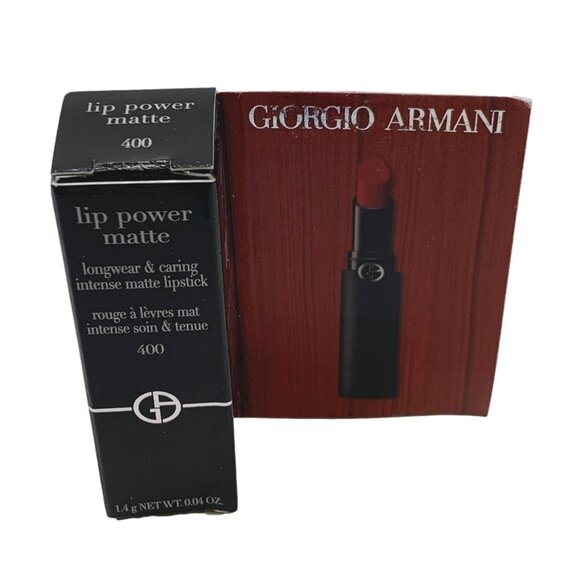 Giorgio Armani Lip Power Matte Lipstick 400 Deep Red Mini Lipstick 1.4g - Picture 2 of 3